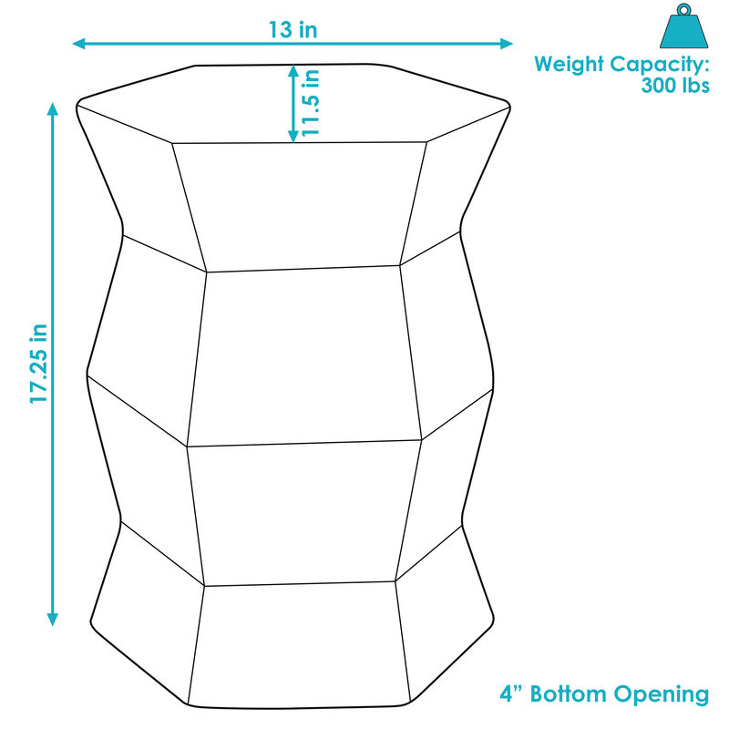 Sunnydaze 17.25 in Moderno Geometric Glaze Ceramic Garden Stool