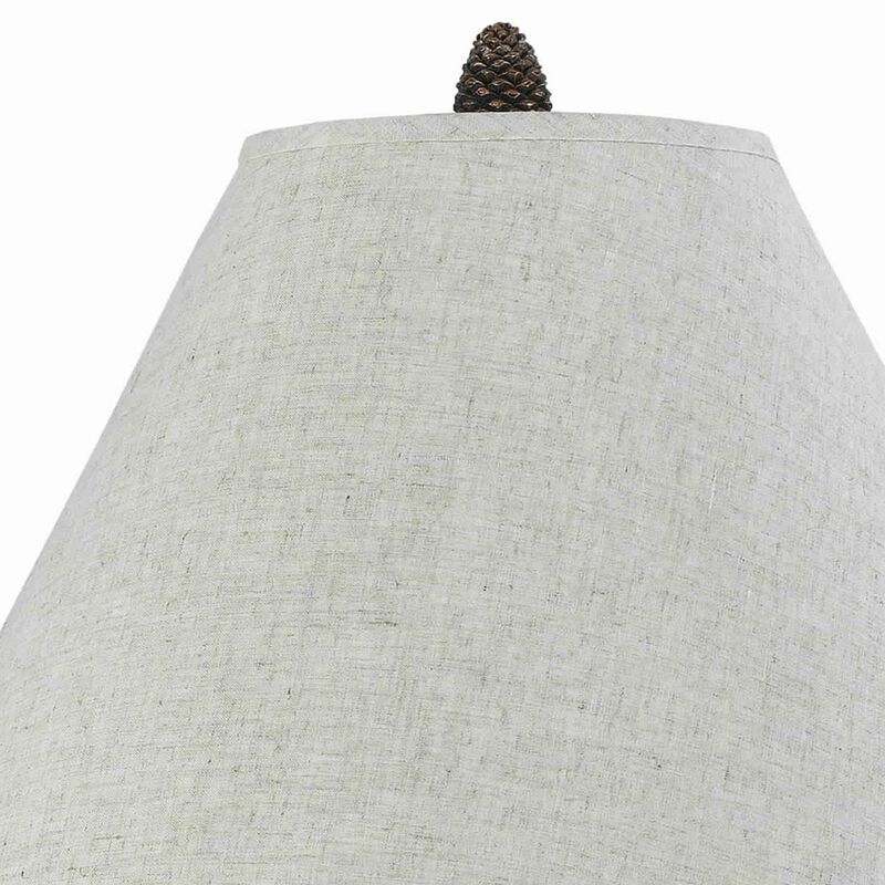 Pine Twig Accent Metal Body Table Lamp with Conical Shade, Bronze and White-Benzara