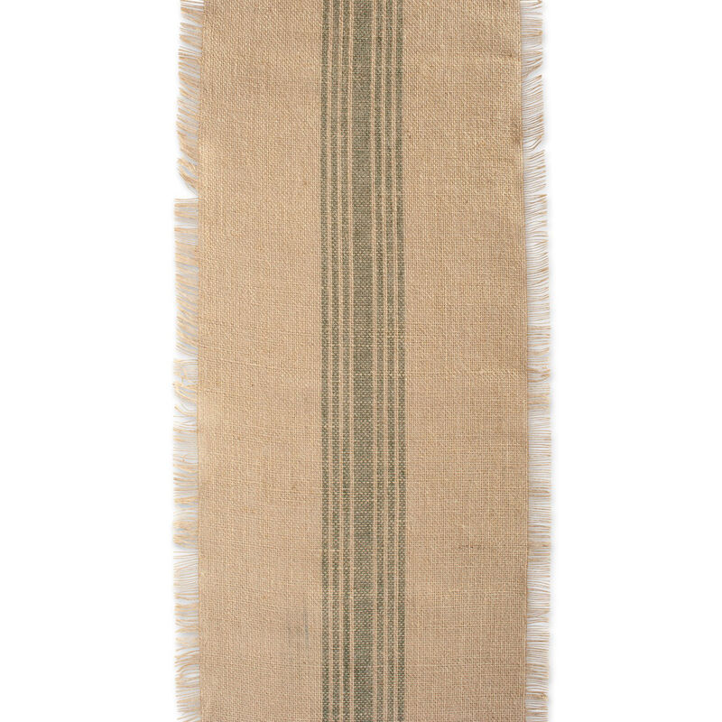72" Beige and Green Striped Rectangular Table Runner