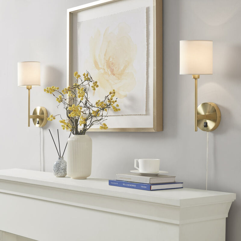 Conway Metal Wall Sconce With Cylinder Shade, Set Of 2