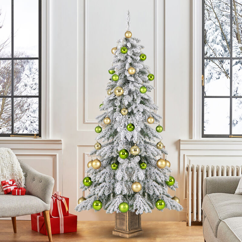 Artificial Xmas Tree with Flocked Branch Tips and  Xmas Balls