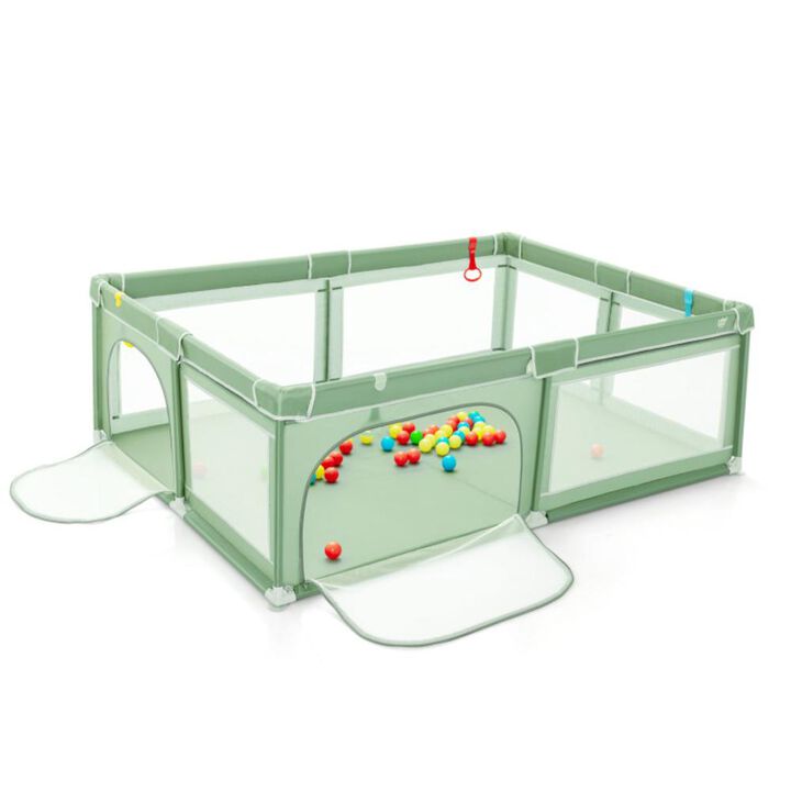 Hivvago 81 x 59 Inch Portable Baby Playpen with Ocean Balls and Handlebars