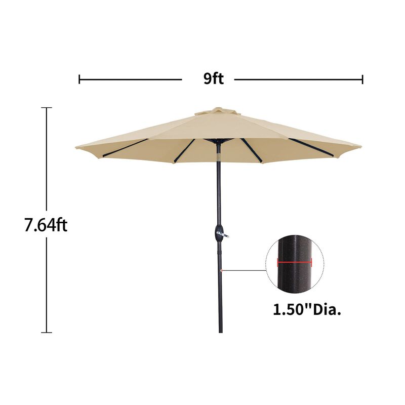 Mondawe 9ft Patio Umbrella Outdoor Umbrella Patio Market Umbrella with Push Button Tilt and Crank
