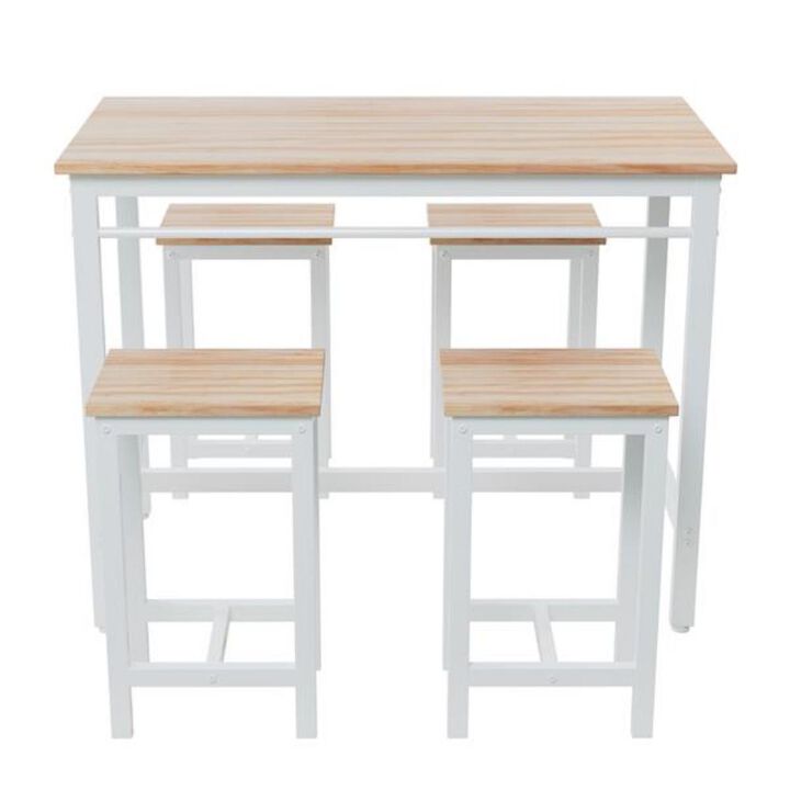 5-Piece Modern Kitchen Table Set with Four Bar Stools Stylish Bar Table Set for Dining and Entertaining