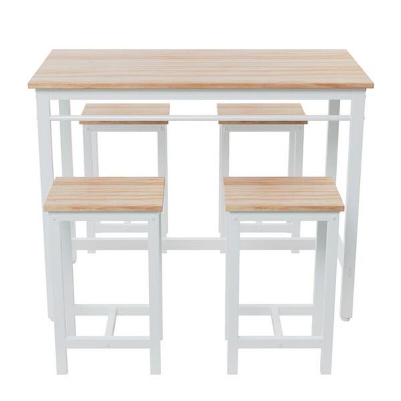 5-Piece Modern Kitchen Table Set with Four Bar Stools Stylish Bar Table Set for Dining and Entertaining