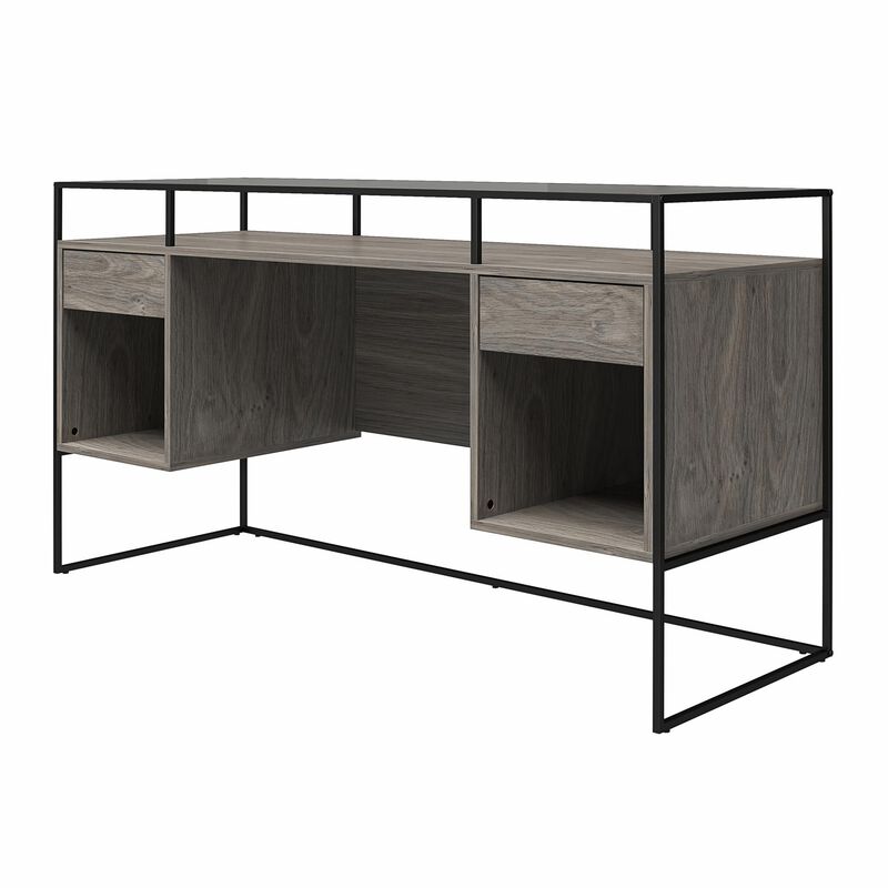 Camley Modern Desk with Fluted Glass Top