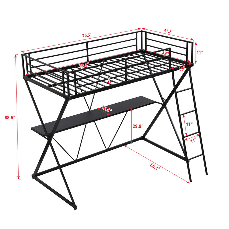 Merax Loft Bed with Desk and Ladder