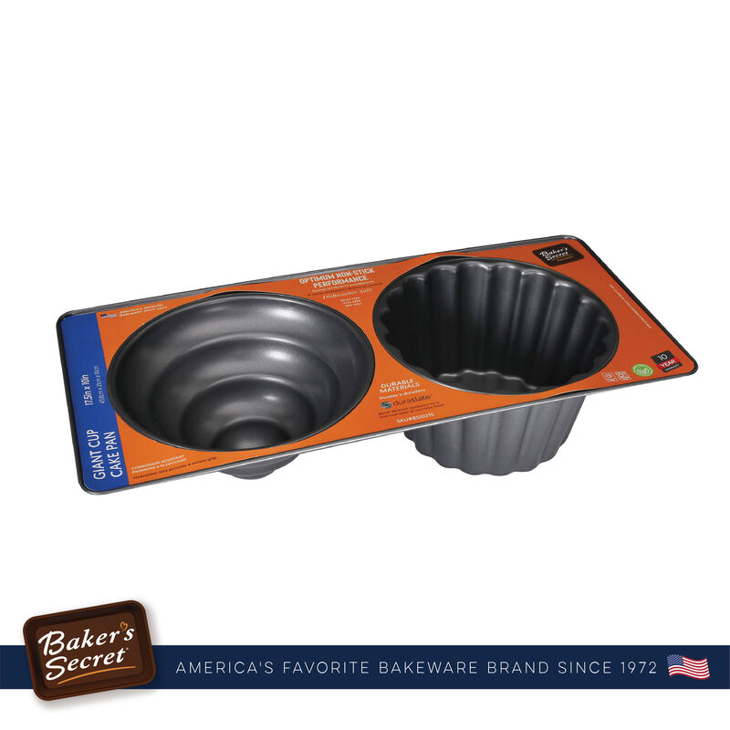 Baker's Secret Jumbp Cupcake Pan, Nonstick Coating & Thick Carbon Steel, Essentials Line, Dark Gray