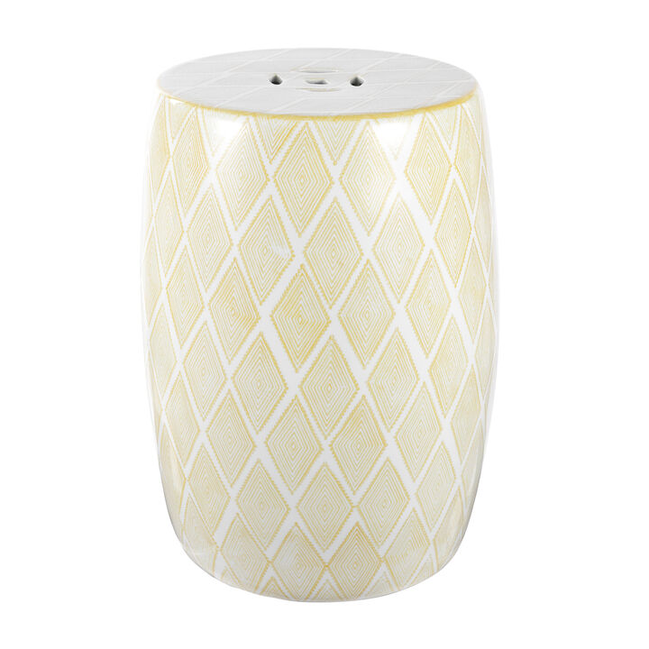 Moroccan Diamonds Ceramic Drum Garden Stool