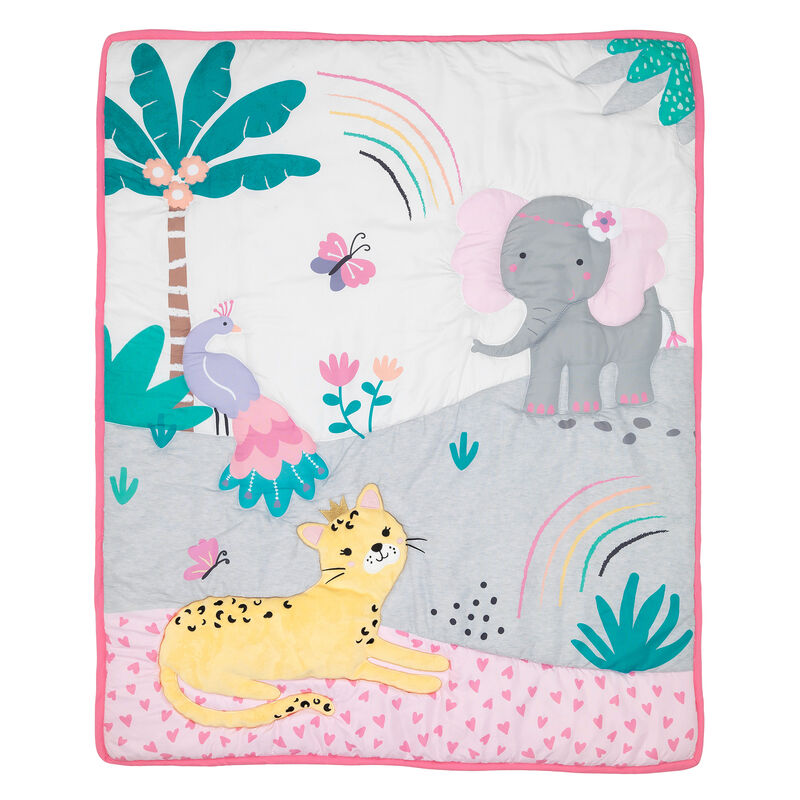 Bedtime Originals Rainbow Jungle Elephant/Leopard 3-Piece Baby Crib Bedding Set