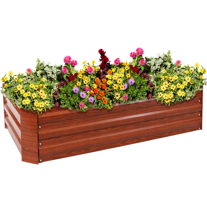 Sunnydaze Galvanized Steel Rectangle Raised Garden Bed