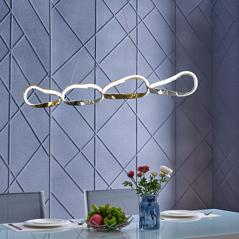 Prague Chandelier Gold and Chrome Metal Integrated LED Dimmable