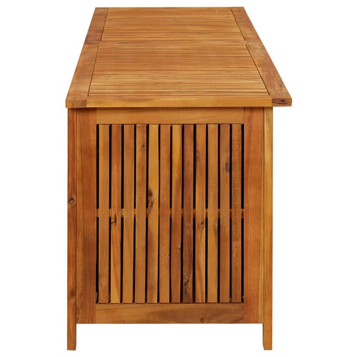 Misty Outdoor Storage Box, 79 Inch Natural Brown Solid Acacia Wood - Benzara
