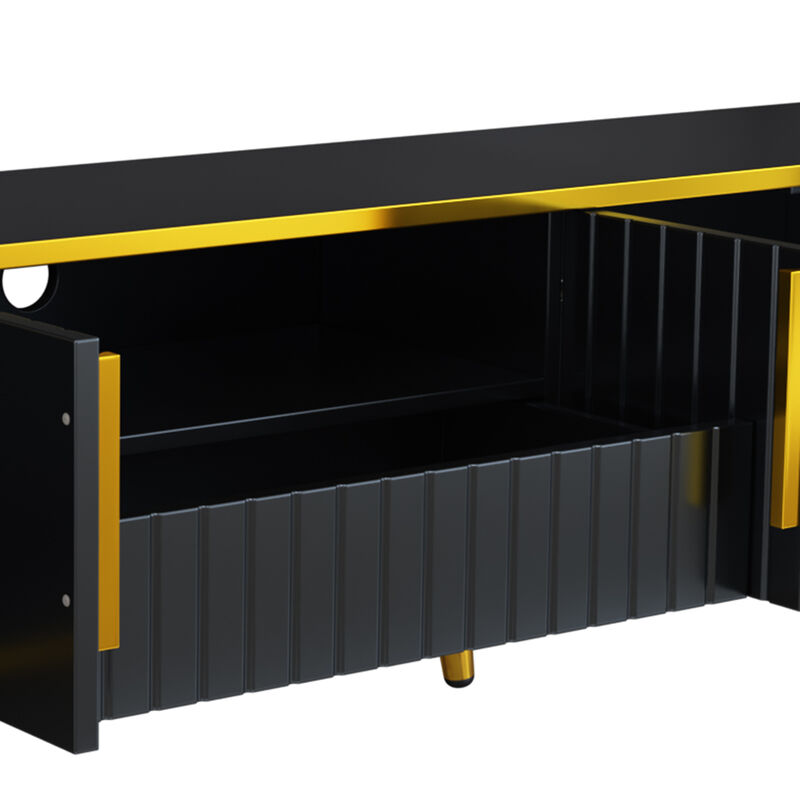 Merax Luxury Minimalism TV Stand with Open Storage Shelf