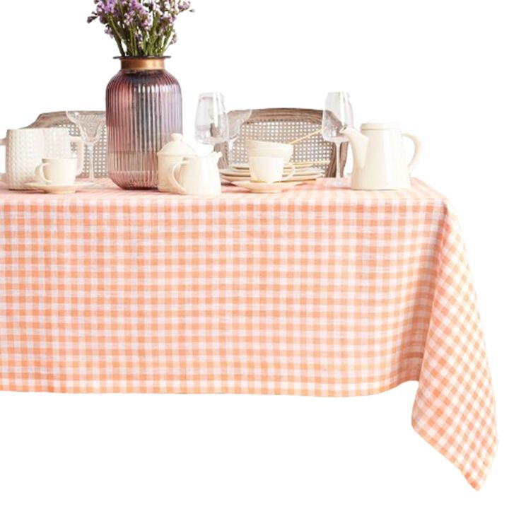 Solino Home 100% Pure Linen Tablecloth | Gingham Check