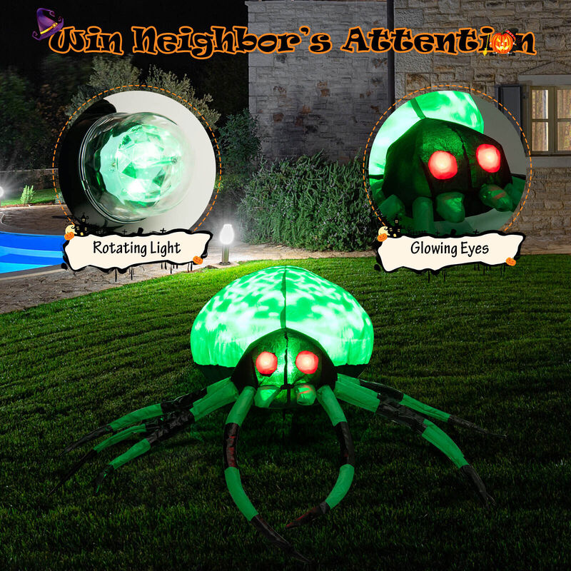 Halloween Inflatable Creepy Spider – Spooky Outdoor Decoration for Yard or Garden