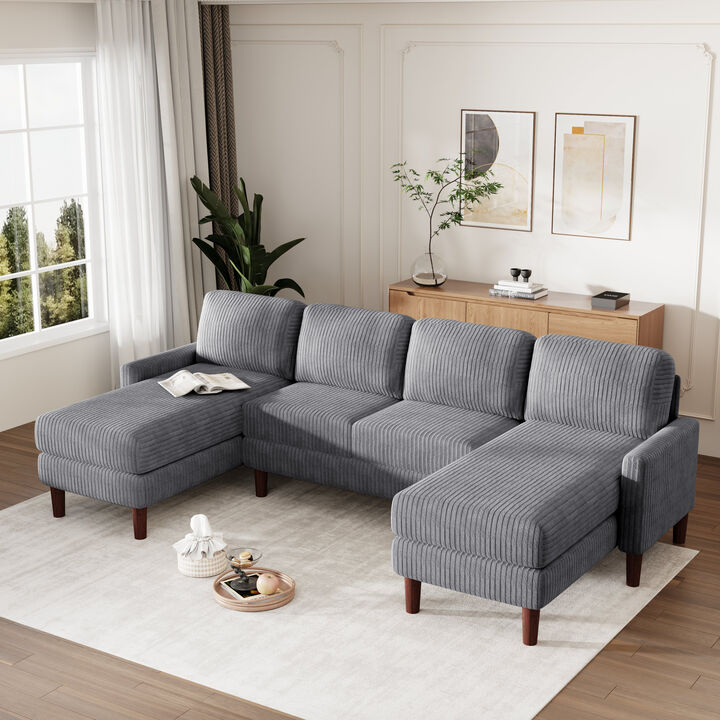 Merax Corduroy Fabric U-shaped Sofa Couch
