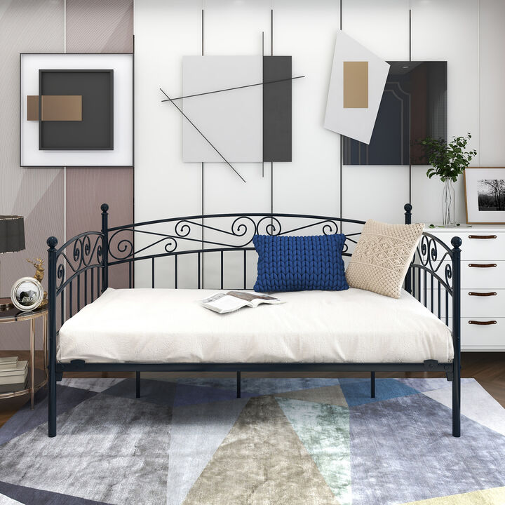 Hivvago Twin Sized Multifunctional Metal Daybed Bedframe and Sofa with Headboard