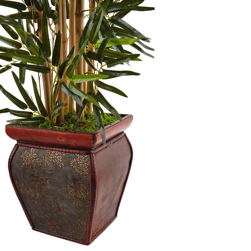 Hivvago 3.5" Bamboo Tree in Wooden Decorative Planter