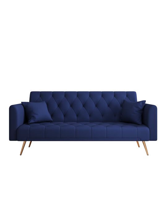 Merax Velvet Fabric Convertible Loveseat Sofa