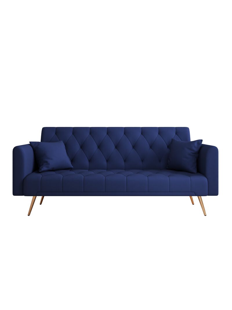 Merax Velvet Fabric Convertible Loveseat Sofa