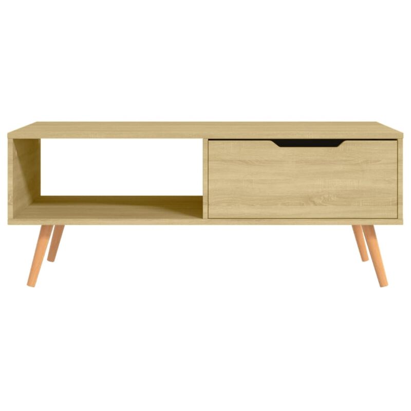 vidalXL Scandinavian Style Rectangular Coffee Table - Durable Engineered Wood and MDF Construction - Sonoma Oak Color