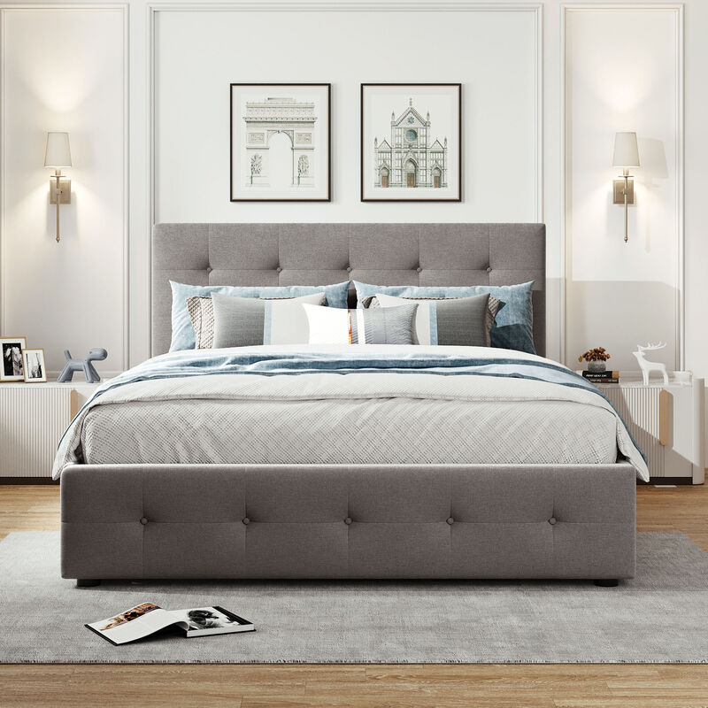 Merax Upholstered Platform Bed with 2 Drawers and 1 Twin XL Trundle