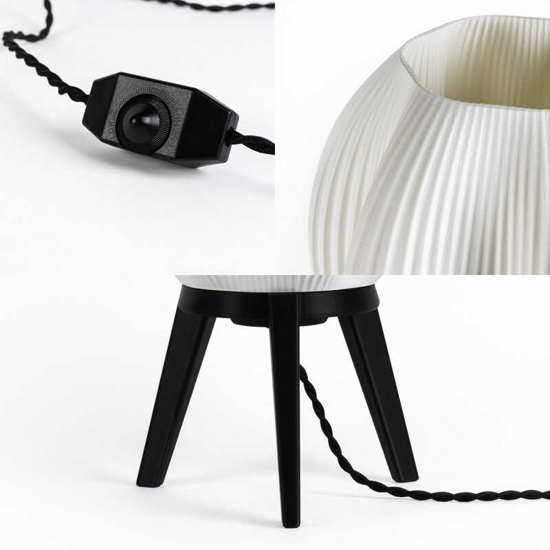 Wavy Modern Contemporary Plant-Based PLA 3D Printed Dimmable LED Table Lamp