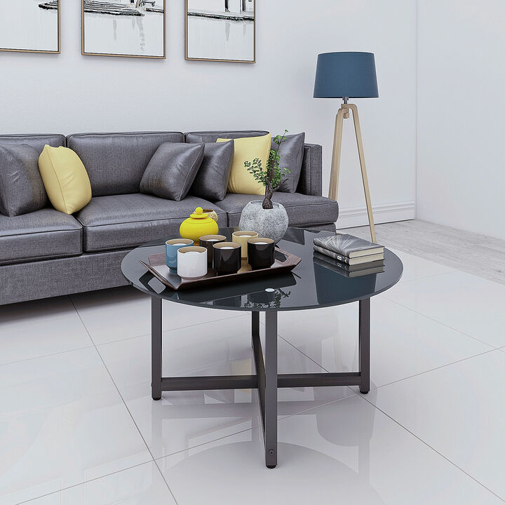 Hivvago 35.5'' Modern Design Round Clear Tempered Glass  Table