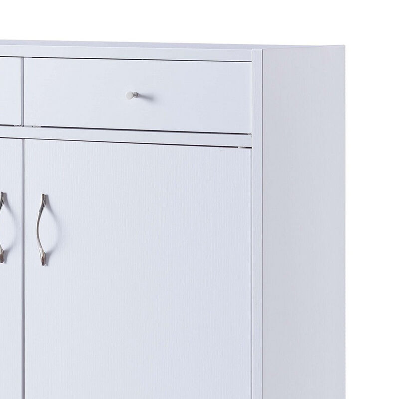 47 Inch 2 Door Wooden Shoe Cabinet, White-Benzara