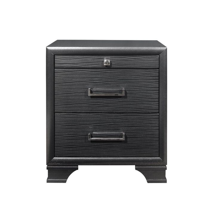 Hivvago Grey Nightstand With 3 Drawers