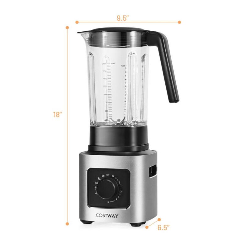 Costway 1500W 5-Speed Countertop Smoothie Blender with 5 Presets and 68oz Tritan Jar-Silver