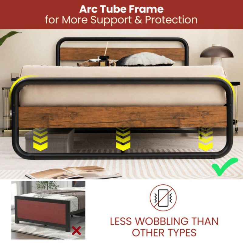 Hivvago Arc Platform Bed with Headboard and Footboard
