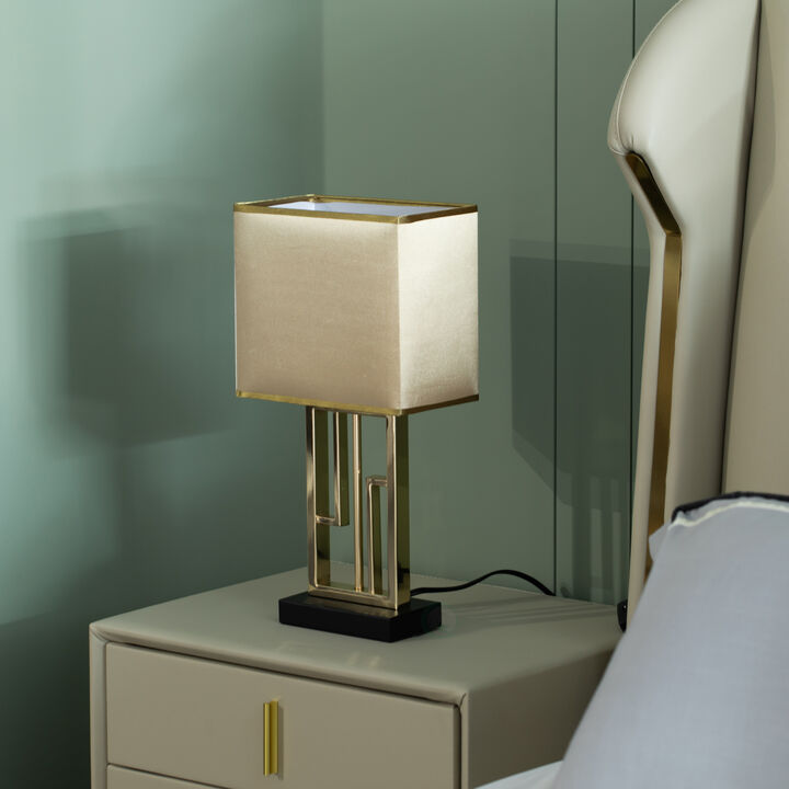Table Lamp, 26 Inch Decorative Metal Table Lamp with Gold Circular Stand and Black Cotton Lampshade, Unique Lamp for Home Decor Living Room or Bedroom