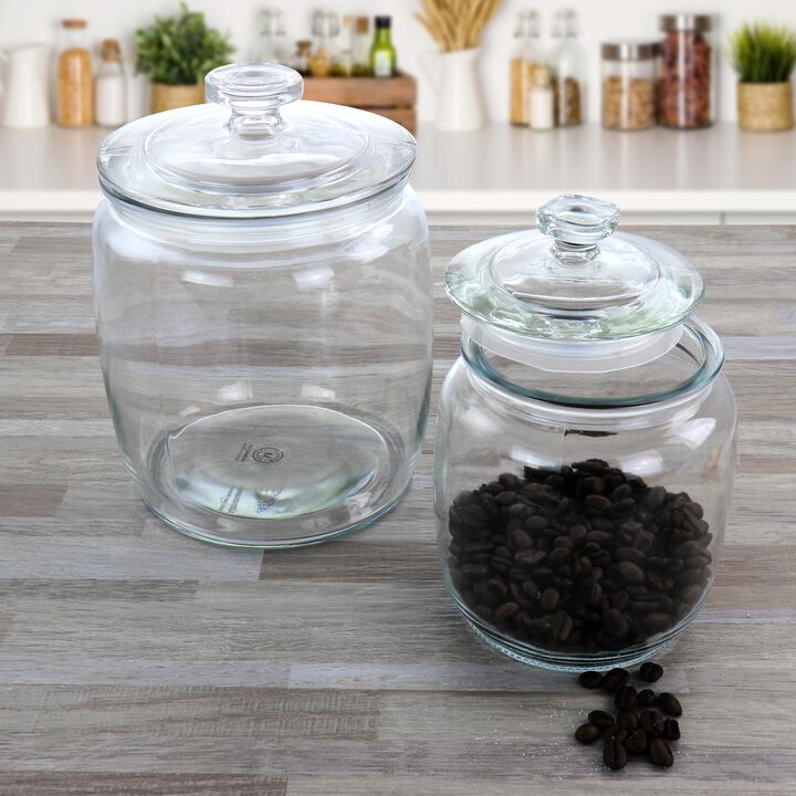 Martha Stewart Mayberry Canister 4 Piece 2.1 and 1 Quart Glass Canister Set