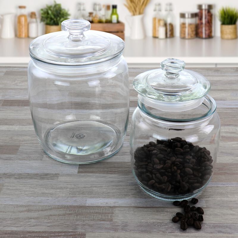 Martha Stewart Mayberry Canister 4 Piece 2.1 and 1 Quart Glass Canister Set