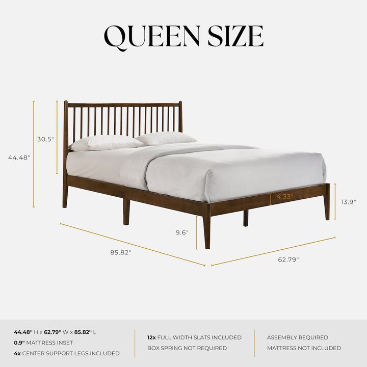 Omax Decor Floyd Wooden Queen size Platform Bed in Walnut Finish