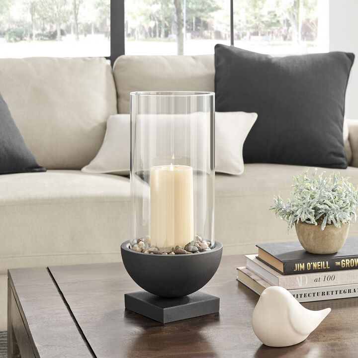 Danya B. Modern Black Metal Bold Pedestal and Glass Votive Candle Holder