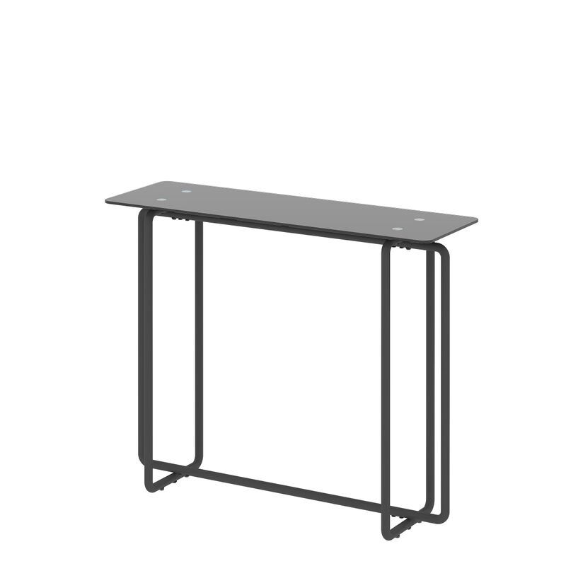 Black Console Table with Double Tempered Glass Top
