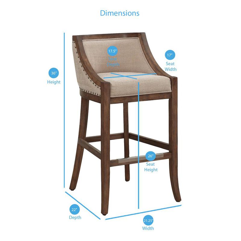 Michelle 26" Bar Stool - Warm Brown