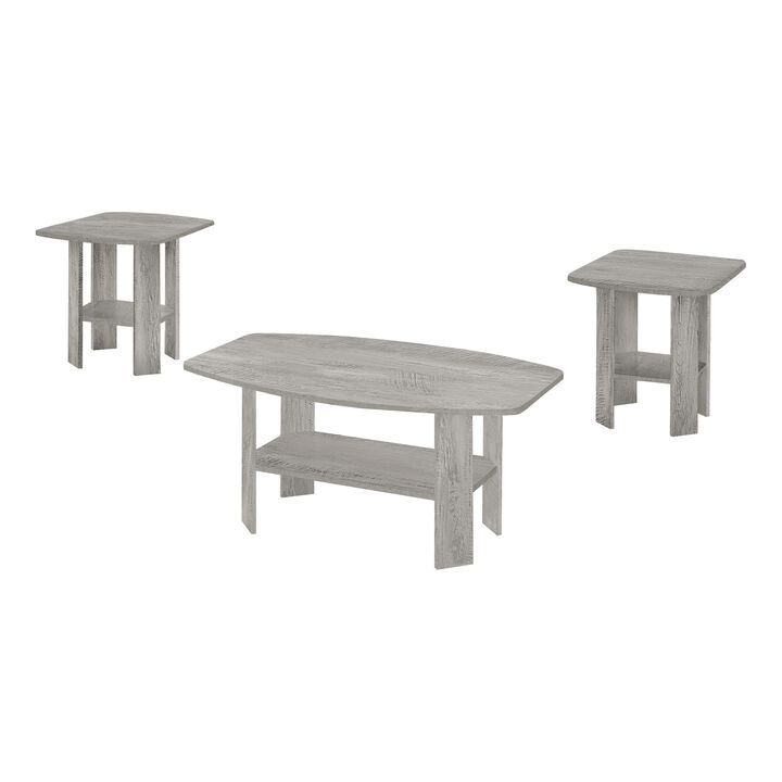 Monarch Specialties I 7870P Table Set, 3pcs Set, Coffee, End, Side, Accent, Living Room, Laminate, Grey, Transitional