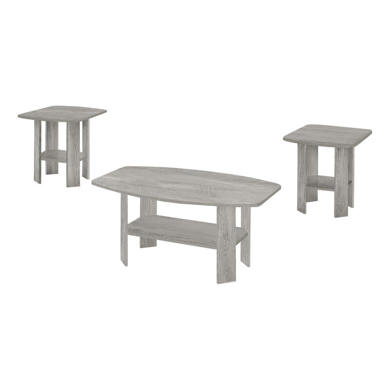 Monarch Specialties I 7870P Table Set, 3pcs Set, Coffee, End, Side, Accent, Living Room, Laminate, Grey, Transitional