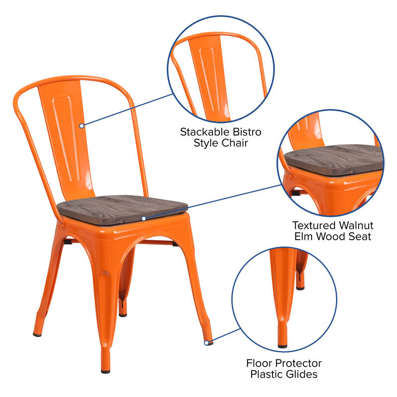 Metal/Wood Colorful Restaurant Chairs