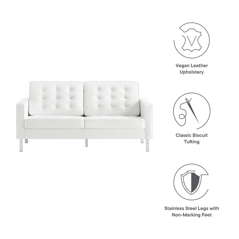 Loft Tufted Vegan Leather Loveseat