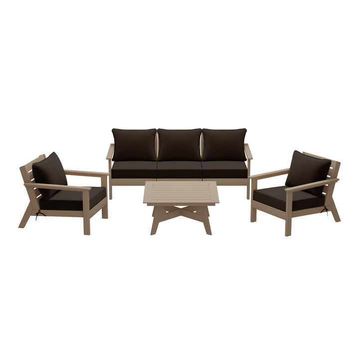 WestinTrends Outdoor 6-Piece Modular Sectional Patio Furniture Sofa Set