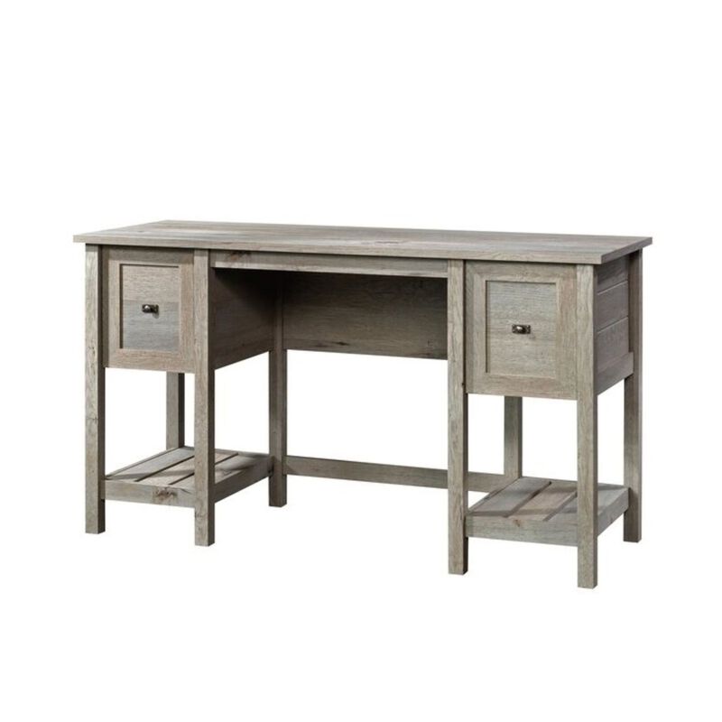 Hivvago FarmHouse Light Oak 2 Drawer Storage Office Writing Desk - Made In USA