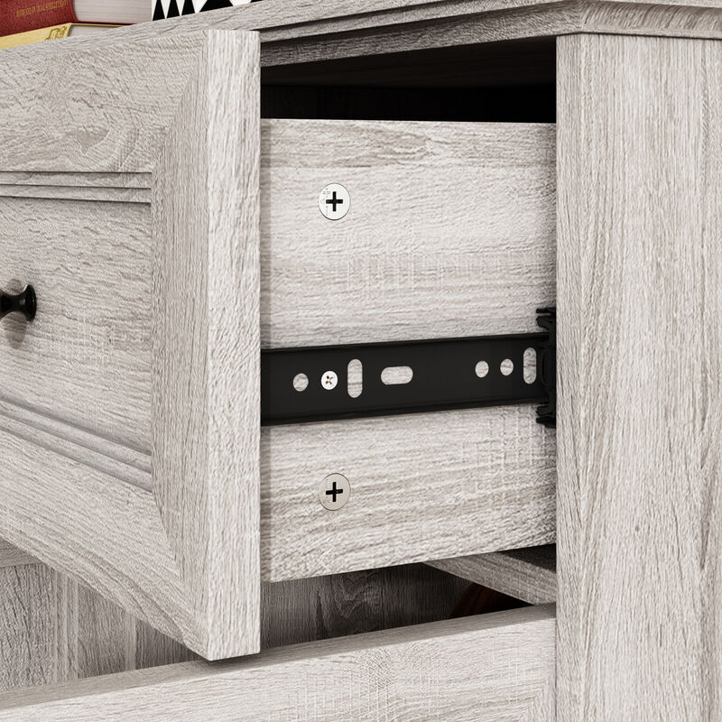Retro Beige Light Wood Grain 35.4 in. Height Storage Cabinet, Sideboard, Food Pantry with 3-Drawer and 5-Shelf