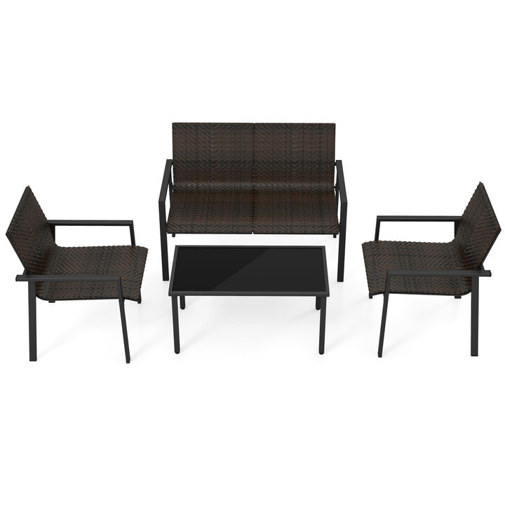 4-Piece Patio Furniture Set with Heavy-Duty Galvanized Metal Frame – Durable Outdoor Seating Set
