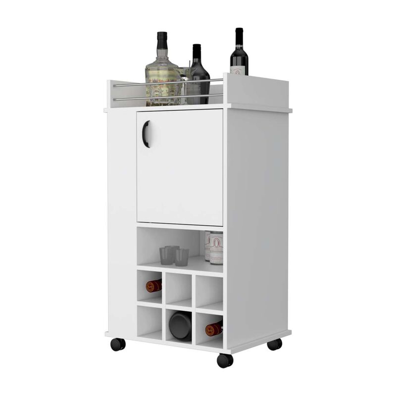 Allandale 1-Door Bar Cart With Wine Rack And Casters