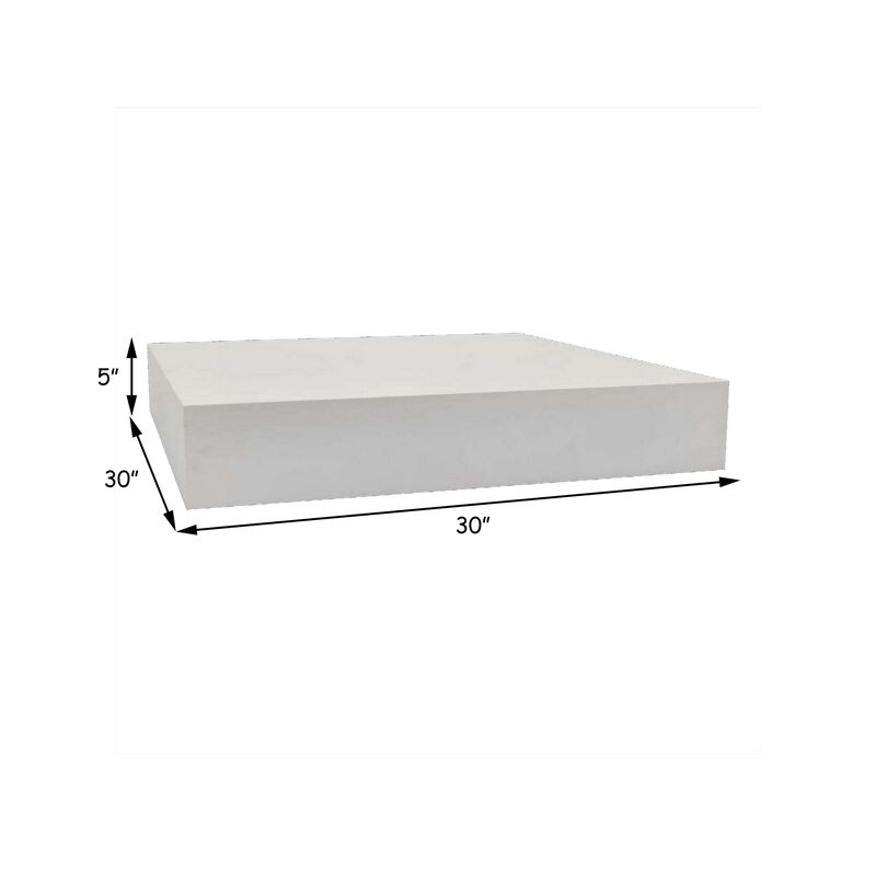 30 Inch Square Display Platform, Thick Wooden Durable Riser, White Finish - Benzara
